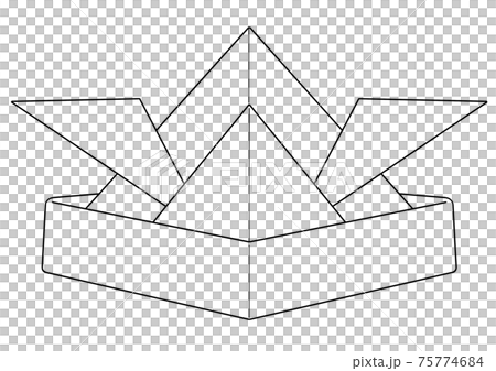 從上面看的摺紙製成的頭盔的線條藝術 75774684