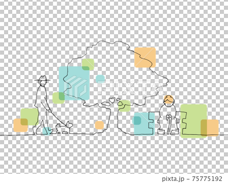 People under the tree Line art illustration People under the tree Line art illustration 75775192