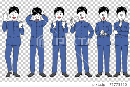 中高生_制服_男の子の表情と全身ポーズ_セット 75775530