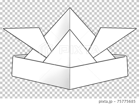 少し上から見た白色の折り紙で作った兜 75775685