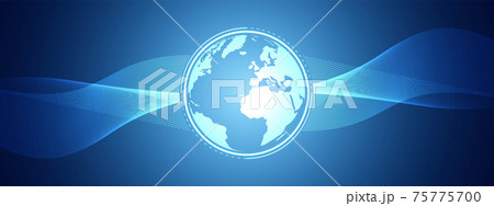 Abstract blue technology wave design, digital global network background, vector communication concept 75775700