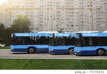 A hydrogen fuel cell buses A hydrogen fuel cell buses 75776343