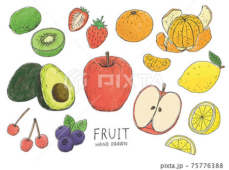果物の手描きイラストセット1 カラー のイラスト素材
