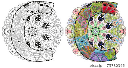 Mandala with letter C. Vector decorative zentangle Mandala with letter C. Vector decorative zentangle 75780346
