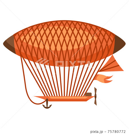 Illustration of vintage dirigible. Retro vehicle image. 75780772