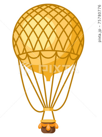 Illustration of vintage hot air balloon. Retro vehicle image. 75780776