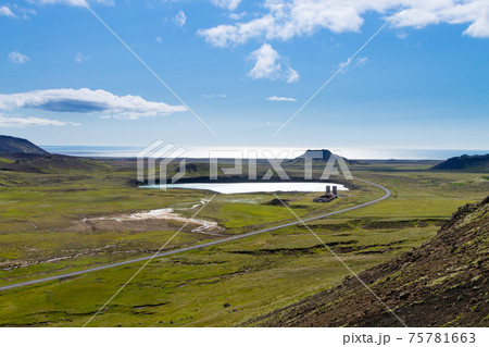 Seltun area aerial landscape, south Iceland panorama. 75781663