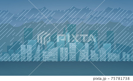 都市と洪水のベクターイラスト素材 75781738
