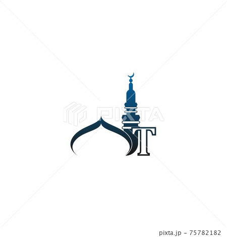 Letter T logo icon with mosque design illustration Letter T logo icon with mosque design illustration 75782182