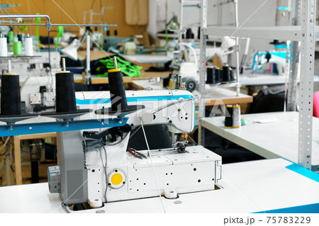Sewing department of a textile factory interior 75783229