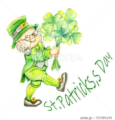 Handmade card with cheerful leprechaun for St. Patrick's day Handmade card with cheerful leprechaun for St. Patrick's day 75784145