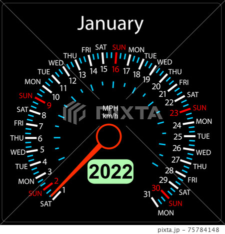 The 2022 year calendar speedometer car January The 2022 year calendar speedometer car January 75784148