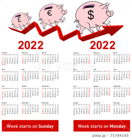 Stylish calendar Pig piggy bank for 2022 Sundays first Stylish calendar Pig piggy bank for 2022 Sundays first 75784193