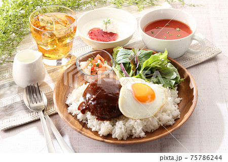 ロコモコプレート　ドリンク　スープ　デザート　セット 75786244