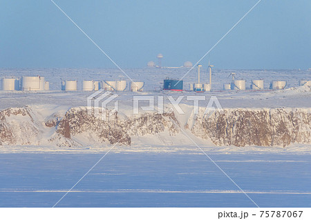 Winter arctic industrial landscape Winter arctic industrial landscape 75787067