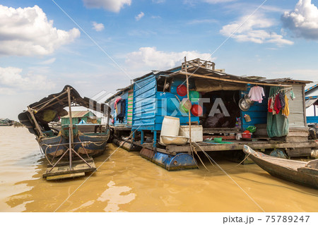 Floating village in Cambodia Floating village in Cambodia 75789247