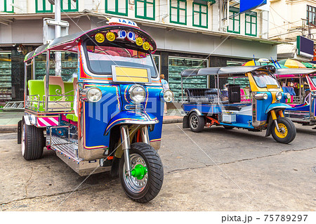 Traditional taxi tuk-tuk in Bangkok Traditional taxi tuk-tuk in Bangkok 75789297