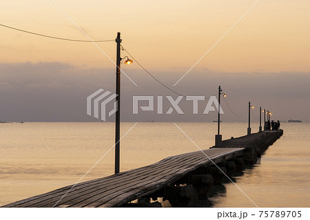 【千葉県】南房総 夕日に染まる原岡桟橋 【千葉県】南房総 夕日に染まる原岡桟橋 75789705