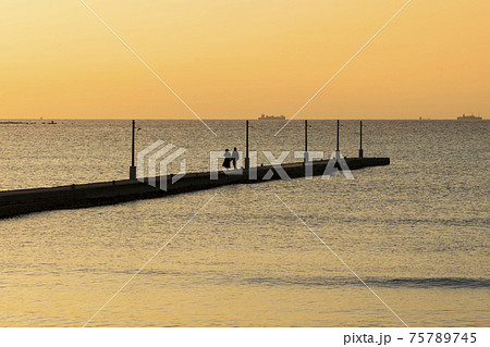 【千葉県】南房総 夕日に染まる原岡桟橋 75789745