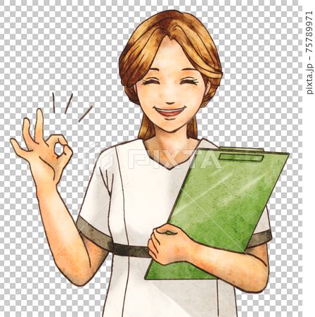 Okサインを出す歯科衛生士のイラスト素材