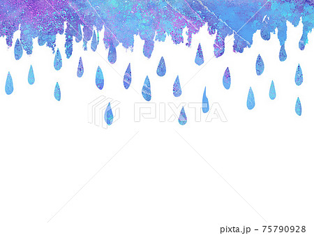 雨 梅雨 6月 水彩 ステンシル 背景素材 アイコン 雨粒 雫 雨の日のイラスト素材