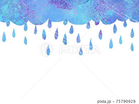 雨 梅雨 6月 水彩 ステンシル 背景素材 アイコン 雨粒 雫 雨の日のイラスト素材