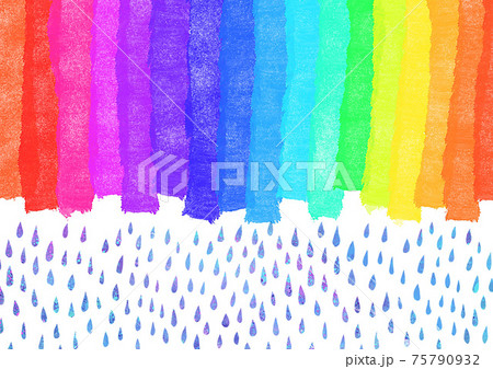 雨と虹 梅雨 6月 水彩 ステンシル 背景素材 アイコン 雨粒 雫 雨の日のイラスト素材