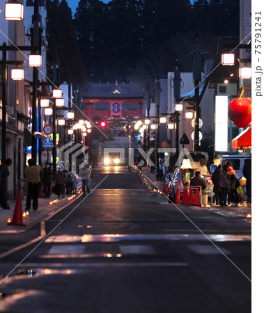 八幡ともしび横丁 冬の行事 盛岡雪あかりの写真素材