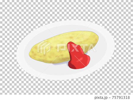 煎蛋捲配番茄醬（手繪） 75791318