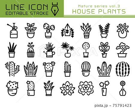 ラインアイコン 自然シリーズvol 3 観葉植物のイラスト素材