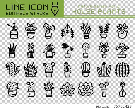 ラインアイコン 自然シリーズvol.3 観葉植物 ラインアイコン 自然シリーズvol.3 観葉植物 75791423
