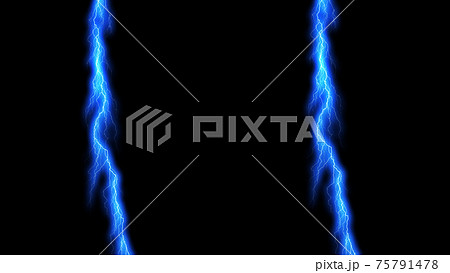 稲妻 雷 電撃 落雷 青系 Cg 背景 壁紙のイラスト素材