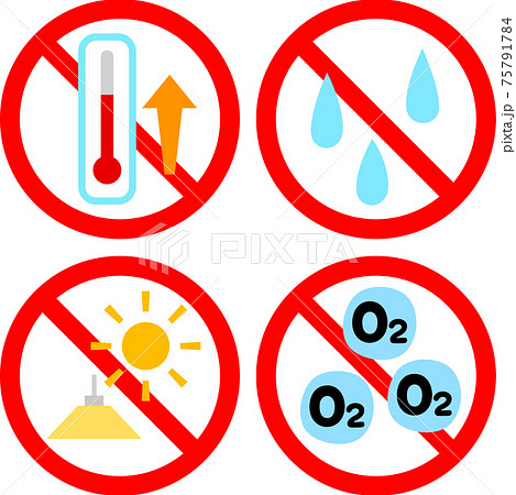 高温多湿、直射日光禁止のマーク 高温多湿、直射日光禁止のマーク 75791784