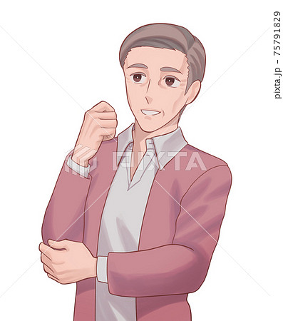 笑顔で考え 気付くシニアの男性 おじさん のイラスト素材