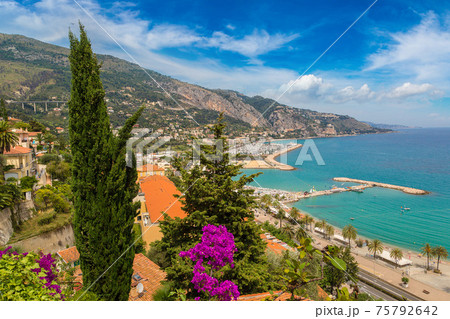 Panoramic view of Menton, France Panoramic view of Menton, France 75792642