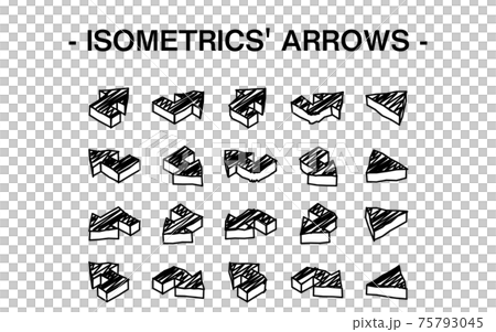 立体的な矢印のセットイラスト、線画 75793045