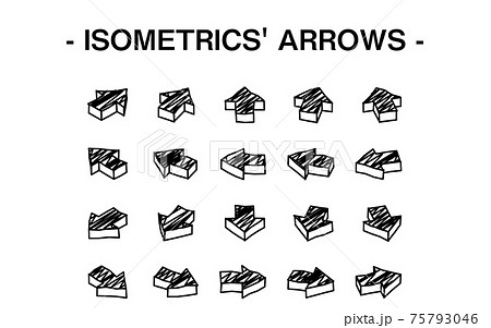 立体的な矢印のセットイラスト、線画 75793046