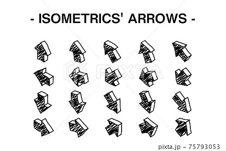 立体的な矢印のセットイラスト、線画 75793053