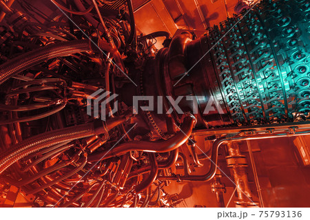 Gas turbine engine of feed gas compressor located inside pressurized enclosure, The gas turbine engine used in offshore oil and gas central processing platform. 75793136
