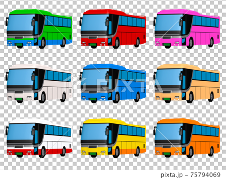 観光バス イラストセット アイコン 観光バス イラストセット アイコン 75794069
