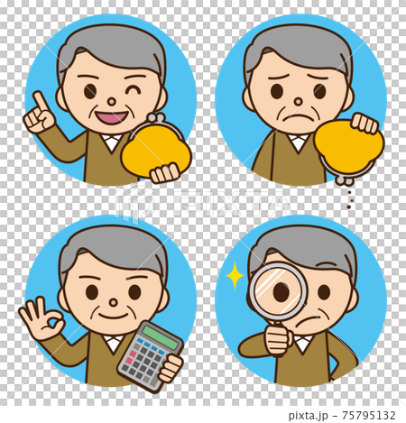 Elderly man money icon Elderly man money icon 75795132