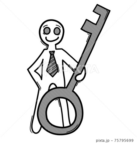 Businessman holding a key. Doodle vector icon. Drawing sketch illustration hand drawn cartoon line eps10 Businessman holding a key. Doodle vector icon. Drawing sketch illustration hand drawn cartoon line eps10 75795699