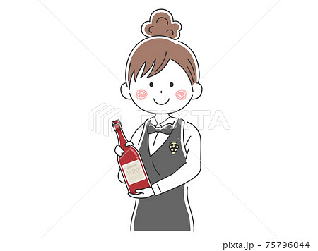 ワインを紹介する女性ソムリエのイラスト 75796044