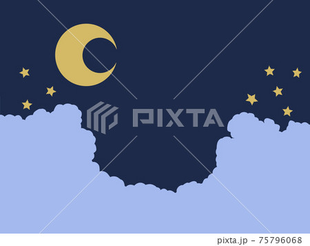 夜空と月と星のイラストのイラスト素材