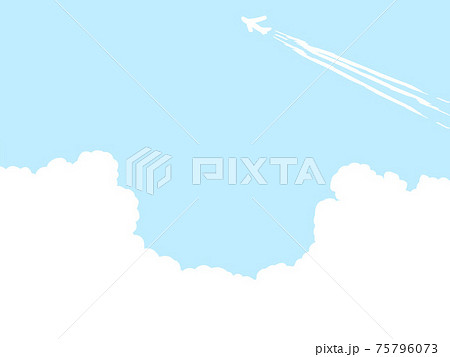 空と飛行機雲のイラストのイラスト素材