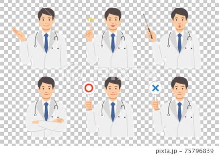 Middle generation male doctor 6 pose set 75796839