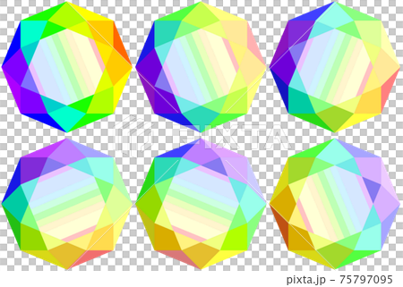 Rainbow-colored gemstone (set of 6 with adjusted base stone and light angle) 75797095