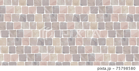カラフルでお洒落な石畳のパターン背景のイラスト素材