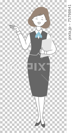 A woman in uniform who guides her with materials 75798641