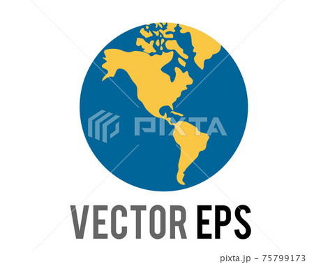 Vector globe showing Americas icon, showing North, South America in green against blue ocean 75799173